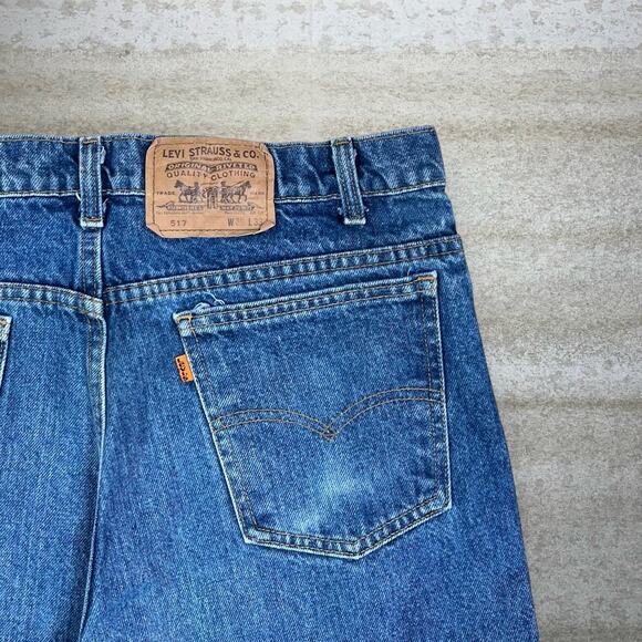 Vintage Orange Tab Levis Jeans 517 Bootcut Flared Made in USA Medium Wash 80s - Picture 3 of 6